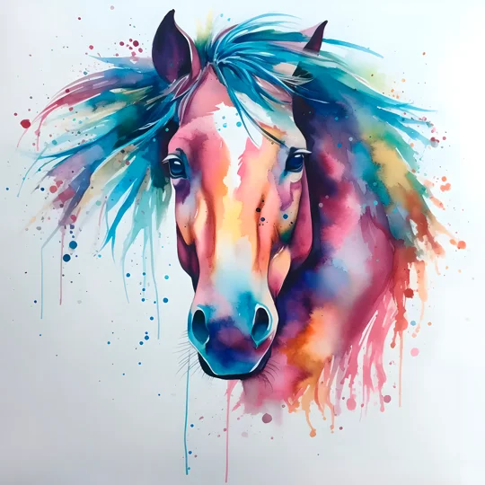 Horse in watercolour coasters Set of 4