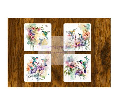 Hummingbird Coasters UK - Handmade Set of 4 MDF Coasters