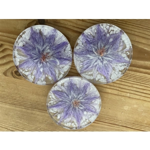 Purple White Flower inspired Resin coaster