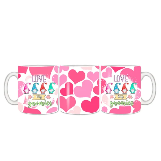 Introducing our 11oz White Ceramic mug, a delightful addition to your Valentine's Day celebrations. This charming mug is adorned with adorable Gnomes, adding a touch of whimsy and love to your morning coffee or tea routine