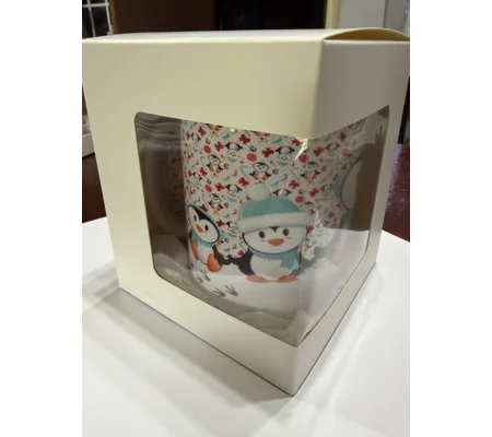 Personalised Christmas Penguin Mug & Coaster Gift Set UK