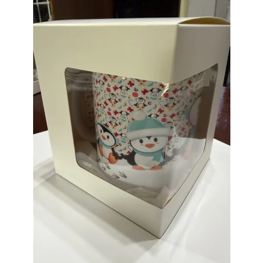 Personalised Christmas Penguin Mug & Coaster Gift Set UK