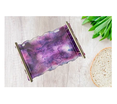Resin Tray - Purple and Pink with Gold handles