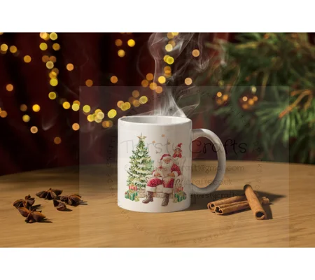 Personalised Christmas Mug UK - Santa and his Elf Christmas Mug