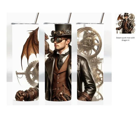 Tumbler Cup UK - Steampunk man with dragon