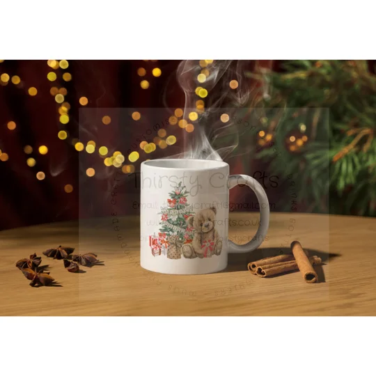 Personalised Mug - Cute Christmas Teddy Bear with his presents under a tree
