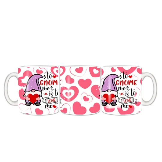Introducing the to Gnome me is to Love me mug: Experience the whimsical charm of the to Gnome me is to Love me mug. This 11oz White Ceramic mug is the perfect addition to your Valentine's Day celebrations or a delightful gift for your loved ones