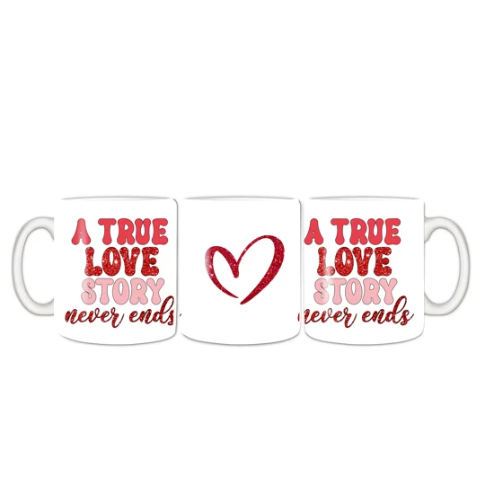 Introducing the "A True Love Story Never Ends" Ceramic Mug Celebrate the everlasting bond of true love with our "A True Love Story Never Ends" Ceramic Mug