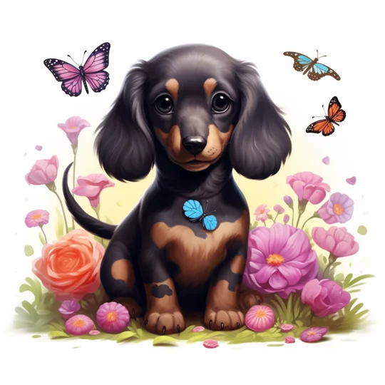 Tumbler Cup UK - Dachshund Dog with Butterflies and Flowers