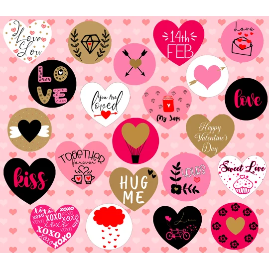 Tumbler Cup UK - Valentines Hearts and words