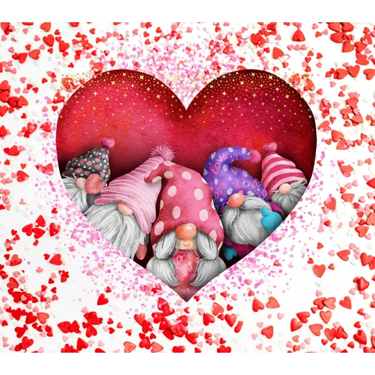 Tumbler Cup UK - Valentine's Gnomes - Glitter Effect
