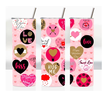 Tumbler Cup UK - Valentines Hearts and words