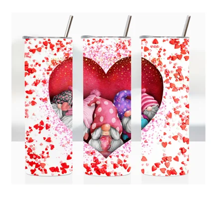 Tumbler Cup UK - Valentine's Gnomes - Glitter Effect