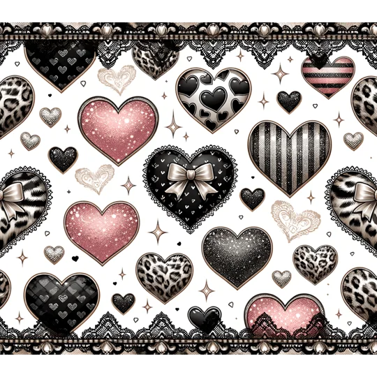 Tumbler Cup UK - Valentine's Hearts in Black