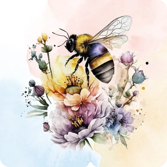 Bumble Bee coasters set of 4