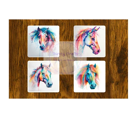 Horse in watercolour coasters Set of 4
