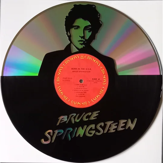 Bruce Springsteen Vinyl Art Wall Decoration original with DVD background and framed