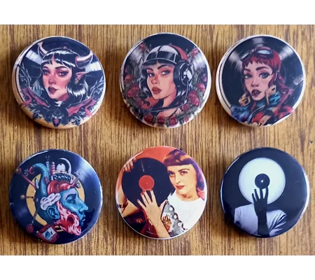 Vinyl Girl Button Badges 004