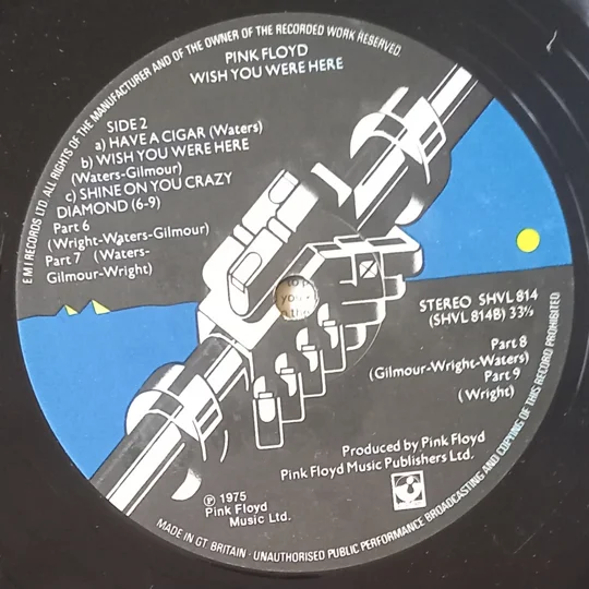 Pink Floyd - Wish you were here vinyl label