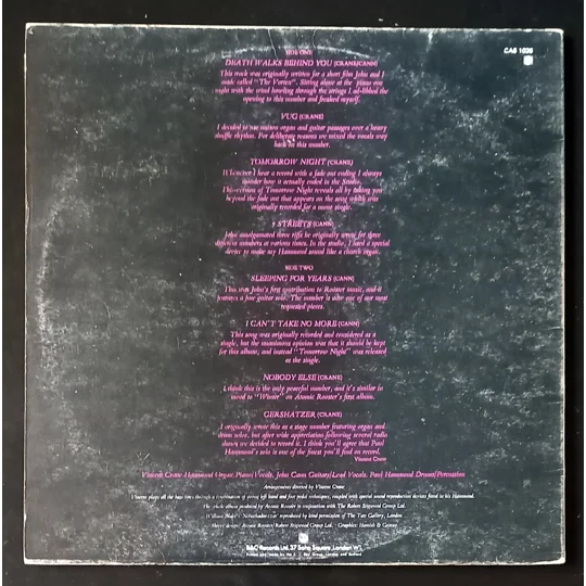 Atomic Rooster - Atomic Rooster back cover