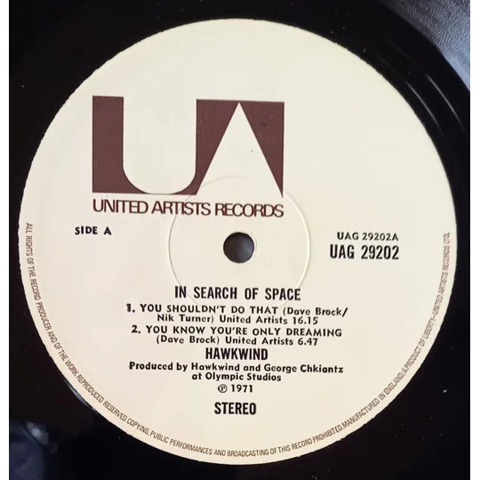 Hawkwind - In Search Of Space label