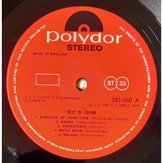 Best of Cream label