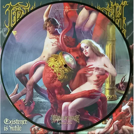 This deluxe limited edition release of Existence Is Futile is pressed on double picture disc vinyl, showcasing stunning artwork across all four sides. The visuals are detailed and ominous, perfectly matching the album’s apocalyptic themes and theatrical black metal style.