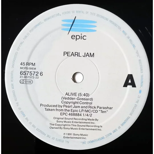 Alive is the debut single from Pearl Jam, released in 1991 and taken from their landmark album Ten. It became a defining track of the early grunge movement, pairing emotionally charged lyrics with a now-iconic guitar solo.