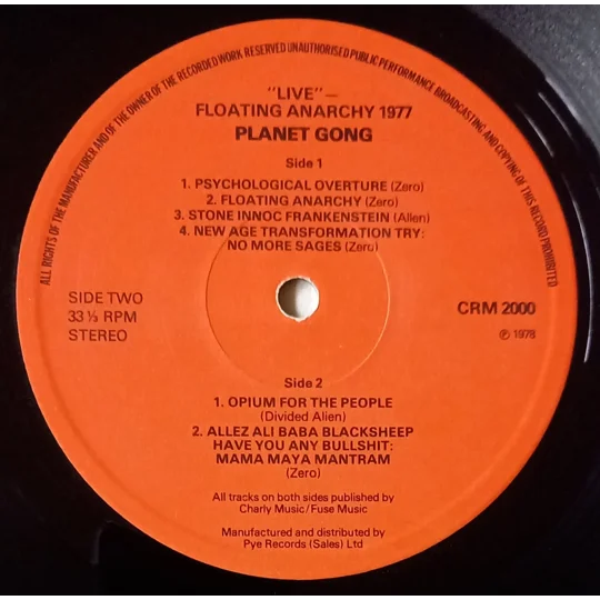 Live Floating Anarchy 1977 captures a historic live performance from Planet Gong, the spirited collaboration between Daevid Allen, Gilli Smyth and members of the psychedelic space-rock/free-festival outfit Here & Now.