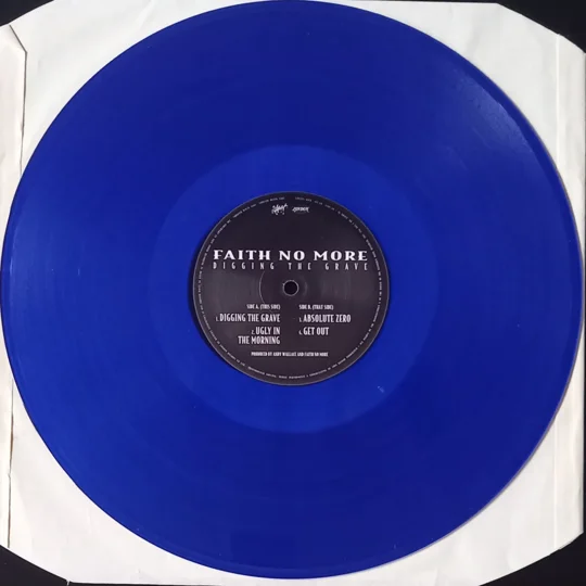 This limited edition blue vinyl 12″ pressing is one of the most sought-after formats of the release, combining exclusive mixes with striking colour vinyl, making it a key collector’s item for Faith No More fans.