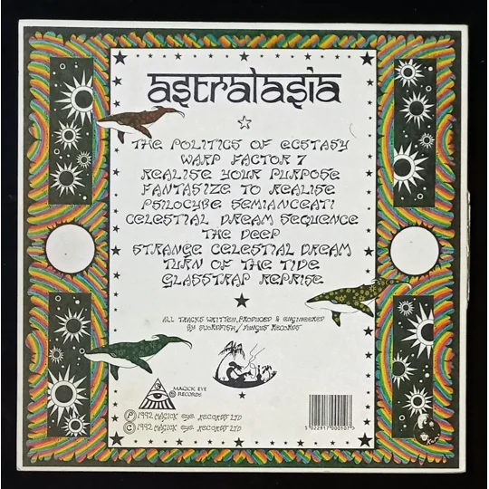 The Politics Of Ecstasy is an early and influential album from Astralasia, the pioneering British electronic/ambient project formed in the early 1990s. Known for blending ambient dub, tribal house, trance and psychedelic soundscapes, Astralasia emerged alongside other forward‑thinking UK electronic acts and helped define the electro‑hippie movement.