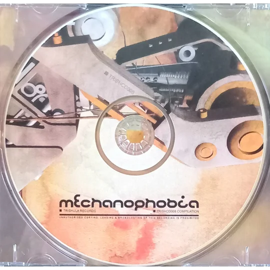 VA – Mechanophobia CD is a German psy-trance compilation released on Trishula Records, focusing on a darker and more driving side of the genre. The release brings together a selection of international producers delivering powerful psychedelic sound design, tight rhythmic structures and a distinctly underground dancefloor energy.