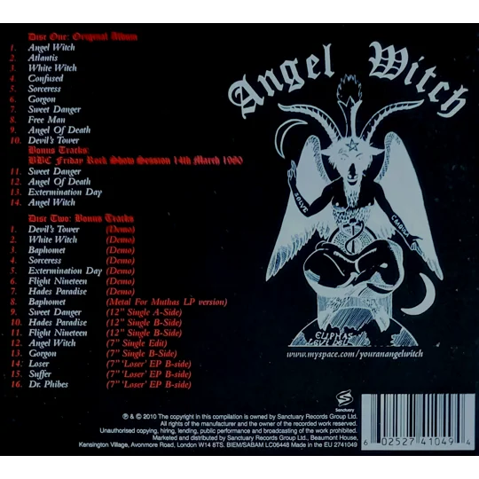 Angel Witch - 30th Anniversary Expanded Edition CD back cover