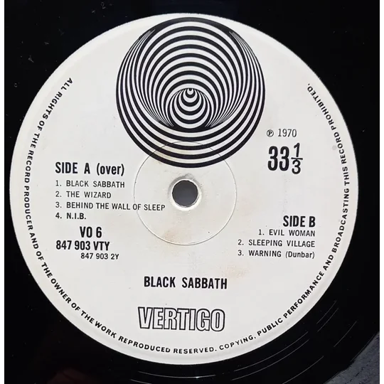 Black Sabbath - Black Sabbath record l;abel