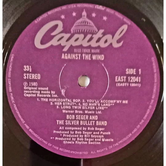 Bob Seger and The Silver Bullet Band - Against The Wind record label