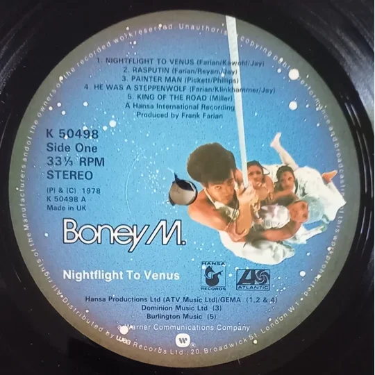 Boney M - Nightflight To Venus record label