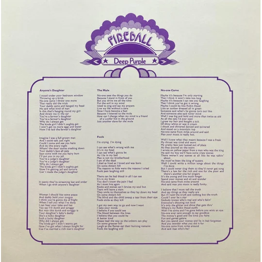 Deep Purple - Fireball inlay