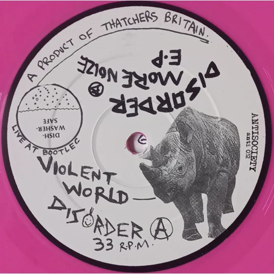 Violent World + More Noize EP brings together key moments from the legendary UK hardcore punk band Disorder, originally formed in Bristol in 1980 and known for their raw, noisy, no-compromise approach to punk.