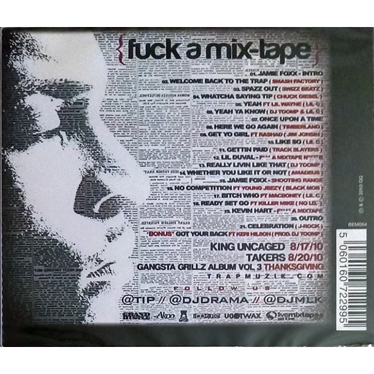 T.I. Fuck A Mixtape CD back cover