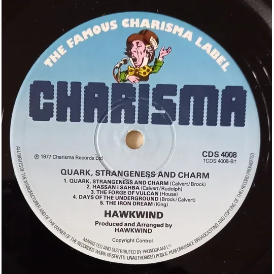 Hawkwind - Quark strangeness and charm record label