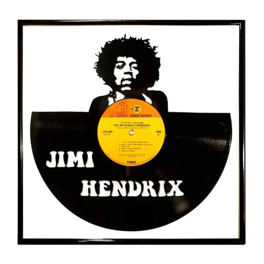 Jimi Hendrix Art on Vinyl Wall Decoration single image in the centre of the record