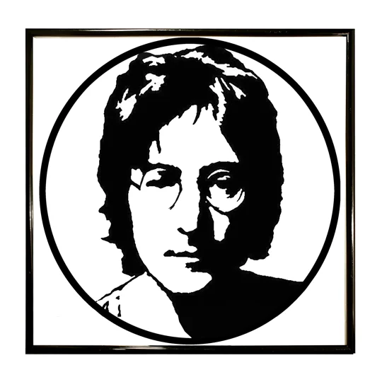 John Lennon Portrait on Vinyl framed