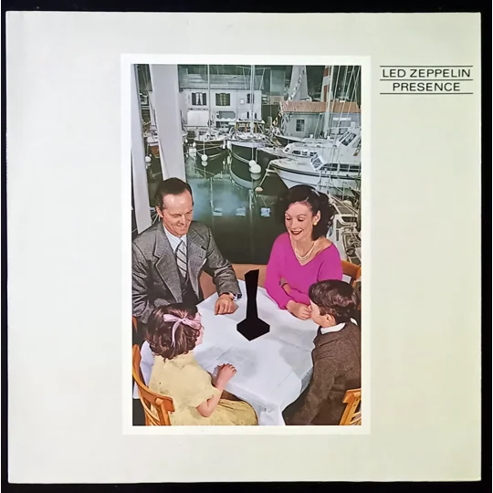 Led Zeppelin – Presence (German Reissue, Swan Song SSK 59 402) is a reissue of the band's 1976 studio album, pressed in Germany and known for its strong sound quality. Unlike the original UK and US gatefold versions, this edition comes in a standard single sleeve, with the iconic Hypgnosis-designed cover art featuring “The Object” in full detail.
