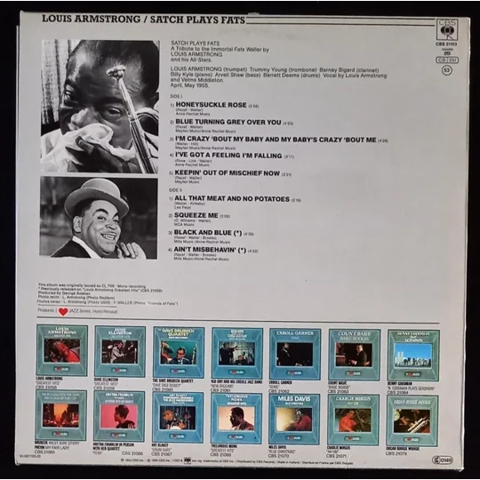 Louis Armstrong - Satch Plays Fats - I love jazz back cover