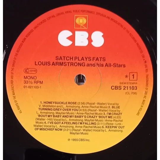 Louis Armstrong - Satch Plays Fats - I love jazz record label