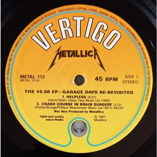 Metallica - Garage Days Revisited The $5.98 E.P record label