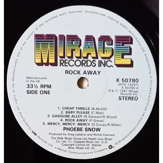 Phoebe Snow - Rock Away record cover