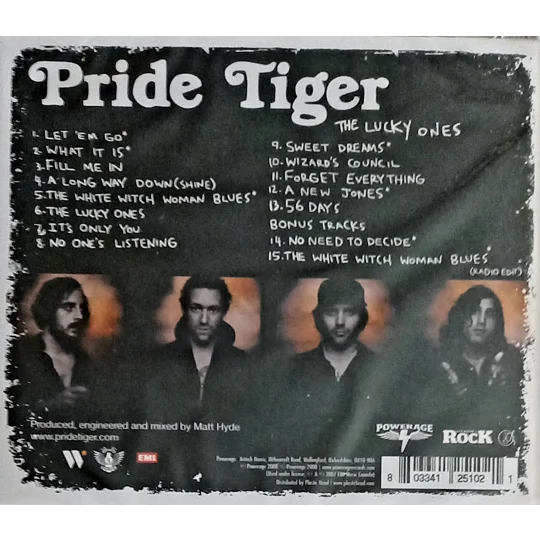 Pride Tiger’s - The Lucky Ones CD back cover
