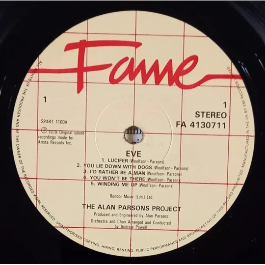 The Alan Parsons Project - Eve record label