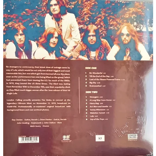 The Kinks - Live in San Francisco 1970 back cover
